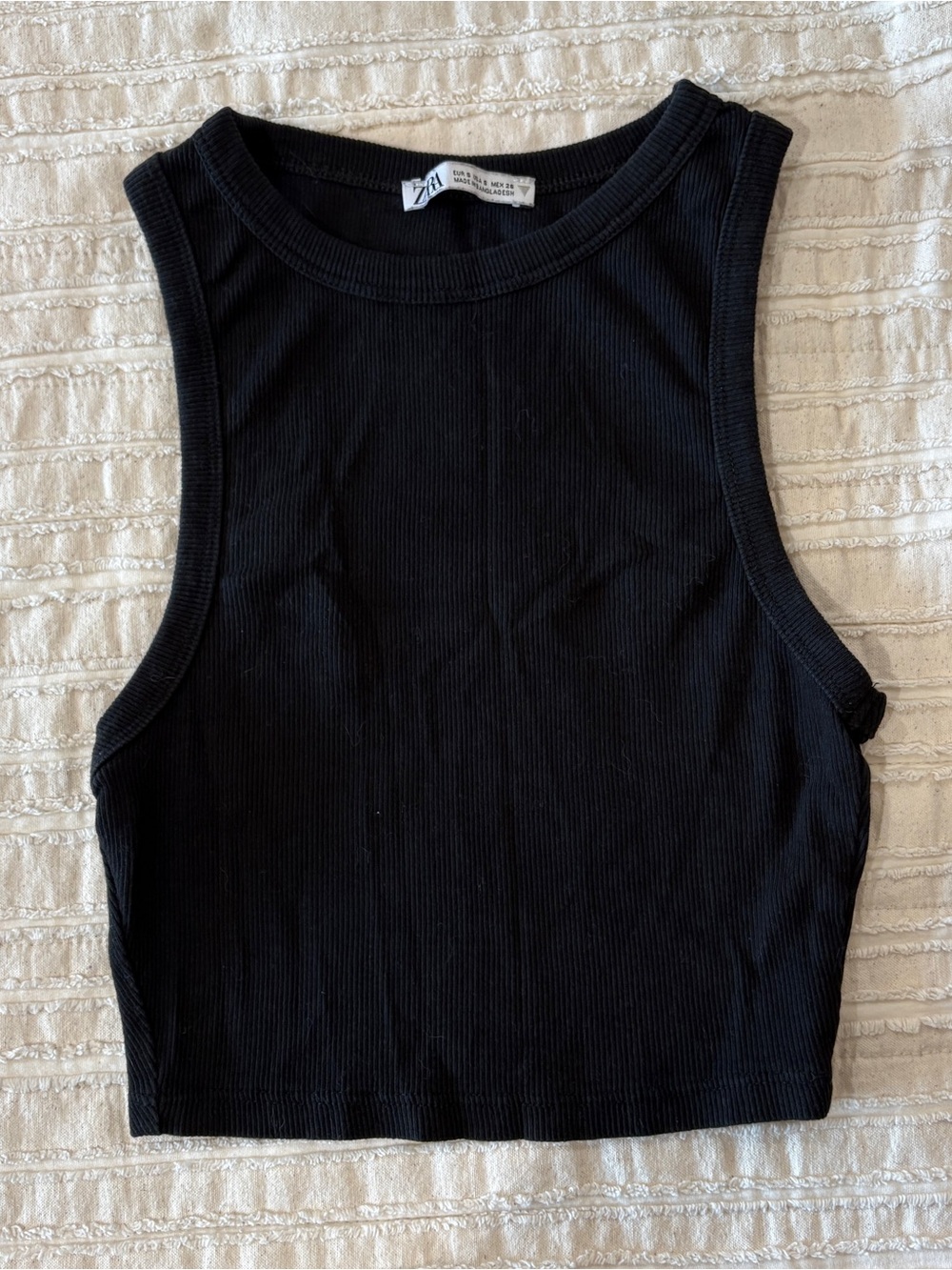 Zara Black Ribbed Cropped Tank